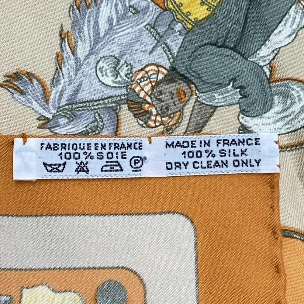 ★SOLD★ Hermes Scarf Petit Carre Orange Khaki Multi Cheval Turc X Multi - Picture 3 of 3